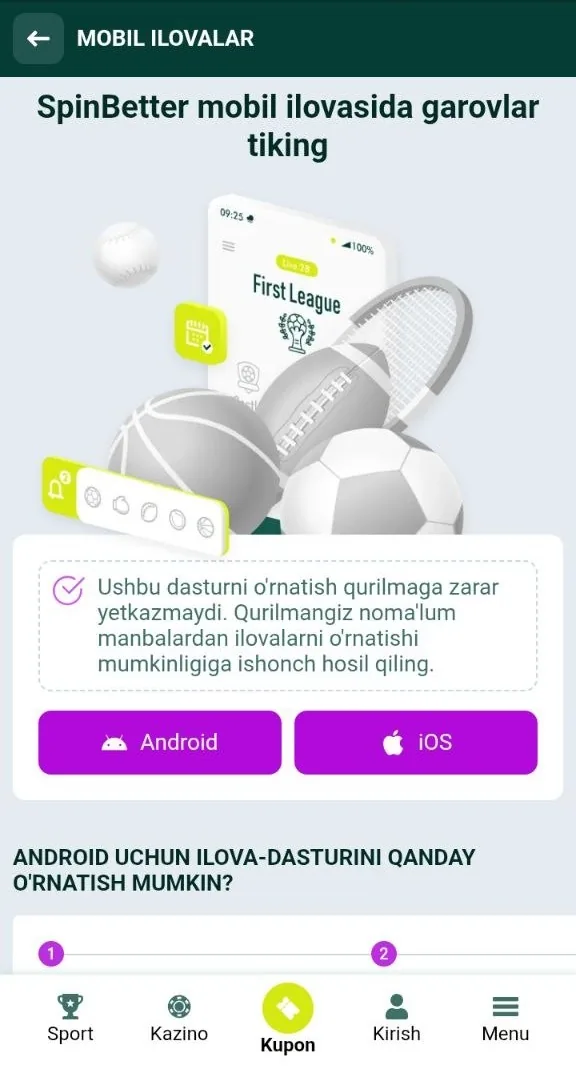SpinBetter yuklab olish — Android APK yuklab olish sahifasi